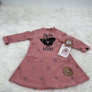 NEW Pugs & Kisses Polka Dot Reversible Dress Size 3T Girls Love at First Sight